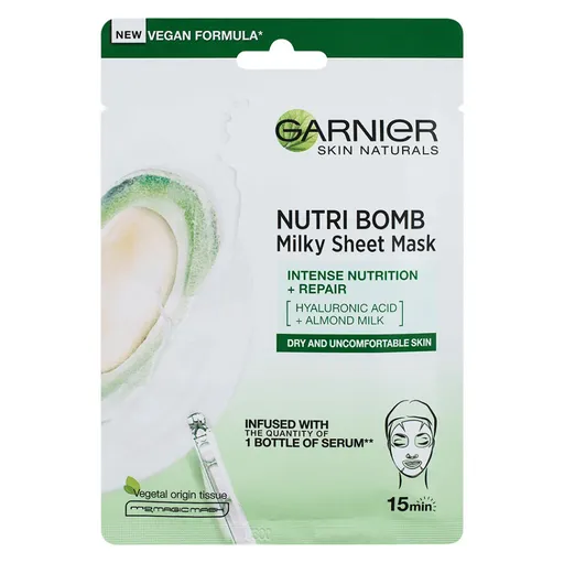 GARNIER Skin Naturals Nutri Bomb Textilná maska s mandľovým mliekom 28 g