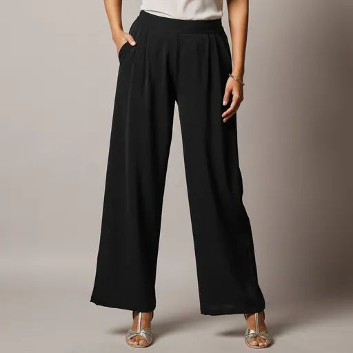 Široké krepové nohavice s vysokým pásom