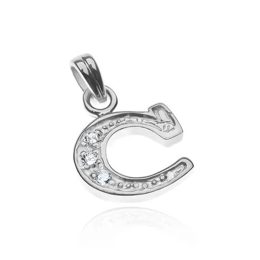 Prívesok zo striebra 925 - tvar tlačeného C, zirkóny v oblúčiku
