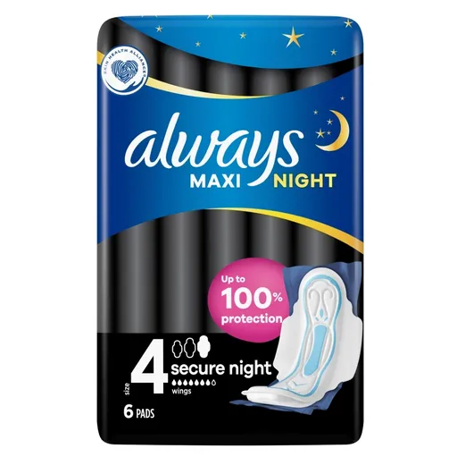 ALWAYS Maxi Secure Night Hygienické vložky s krídelkami 6 ks