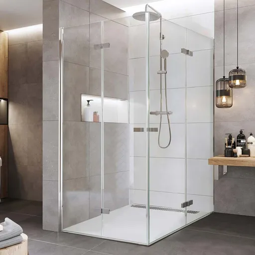 Mereo Sprchovací kút, Novea, obdĺžnik, zalamovací, 80x120 cm, chróm ALU, sklo Číre CK11843ZVR