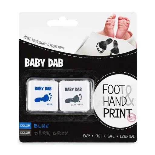 Farba na detské odtlačky 2ks modrá šedá,BABY DAB Farba na detské odtlačky 2 ks modrá, šedá