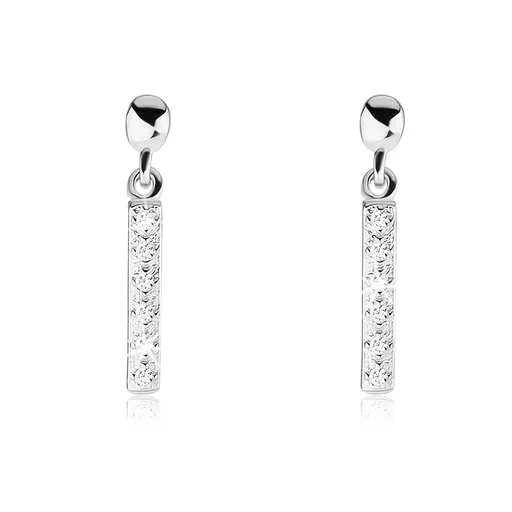 Strieborné 925 náušnice, visiace trblietavé paličky, číre zirkóniky
