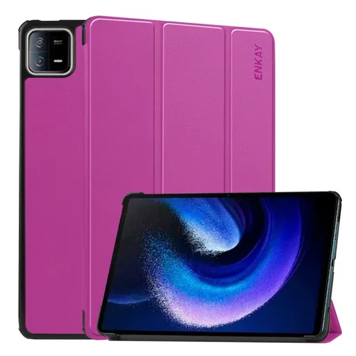 ENKAY LEATHER Zaklápací obal pre Xiaomi Pad 6 / Pad 6 Pro fialový