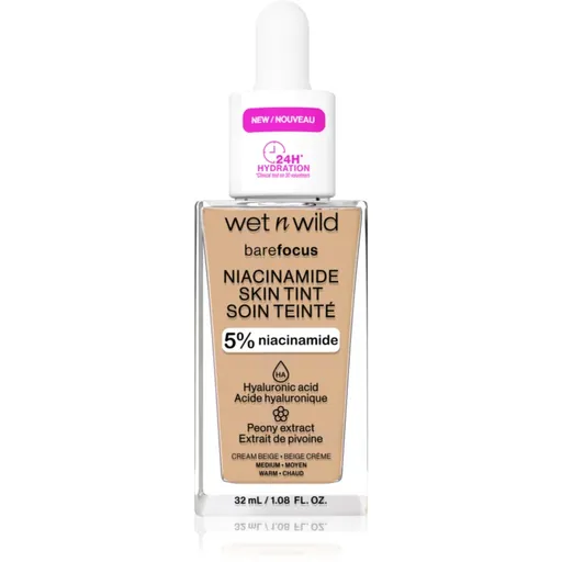 Wet n Wild BareFocus Niacinamide Skin Tint ľahký hydratačný make-up odtieň Cream Beige (Warm) 32 ml