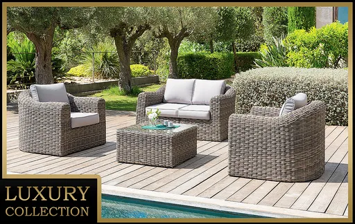 DEOKORK Ratanová modulová zostava BORNEO LUXURY pre 4 osoby (hnedá)