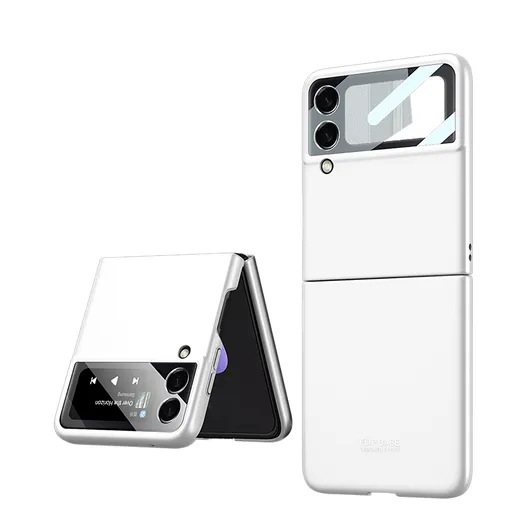 GKK Plastový kryt so sklom pre vonkajší displej Samsung Galaxy Z Flip 3 5G strieborný