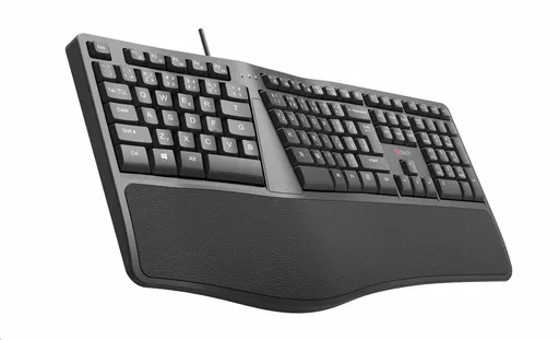 C-TECH Klávesnica KB-113E USB, ERGO, čierna, SK/SK