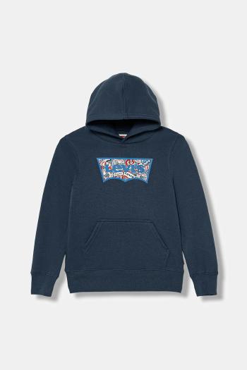 Detská mikina Levi's ON THE ROAD BATWING HOODIE tmavomodrá farba, s kapucňou, s potlačou, 9EP036
