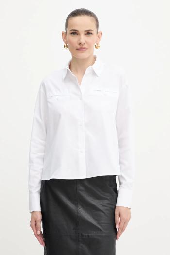 Košeľa Armani Exchange biela farba, voľný strih, s klasickým golierom, XW000668 AF15983