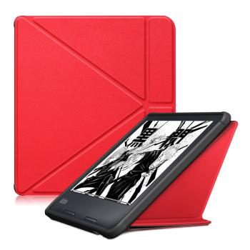 LEATHER Zaklápací kryt pre Kobo Libra Colour červený