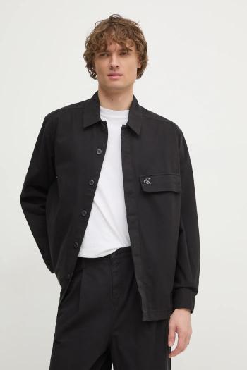 Bavlnená košeľa Calvin Klein Jeans pánska, čierna farba, regular, J30J326724