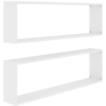 Shumee - Nástenné obdĺžnikové 2 ks biele 100×15×30 cm drevotrieska, 807079
