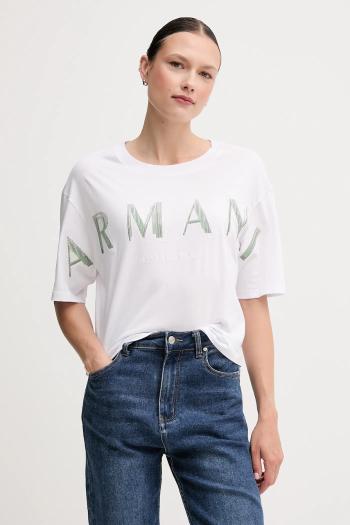 Bavlnené tričko Armani Exchange dámske, biela farba, XW000520 AF10359