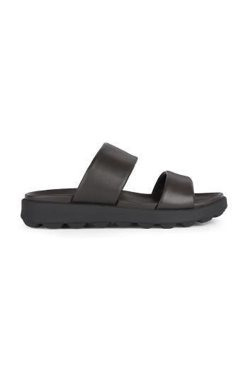 Kožené šľapky Geox U SPHERICA EC6 pánske, hnedá farba, U45GWA 00085 C6006