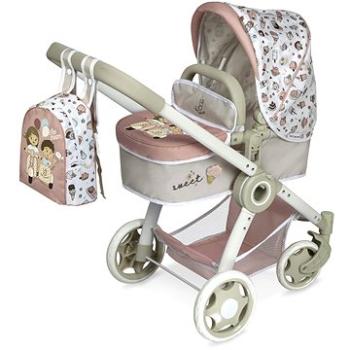 DeCuevas 80548 Skladací kočík pre bábiky 3 v 1 s batôžkom SWEET 2022 – 70 cm (4897022805487)
