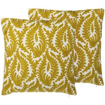 BELIANI, Sada dvoch bavlnených vankúšov vyšívaná khaki 45 × 45 cm PRIMULA, 202837 (beliani_202837)