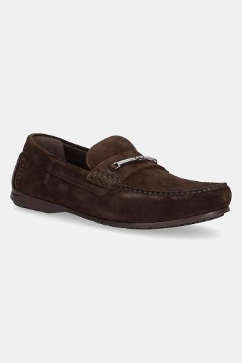 Semišové mokasíny Calvin Klein DRIVER W/ NY BIT SUE pánske, hnedá farba, HM0HM01759