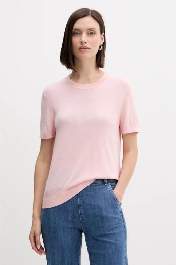 Tričko s hodvábom United Colors of Benetton ružová farba, 1ZRED10BK