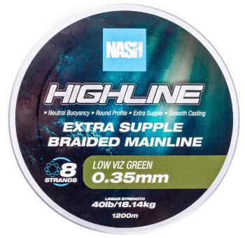 Nash splietaná šnúra highline extra supple braid green 1200 m - 0,35 mm 18,14 kg