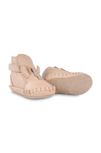 Kožené topánky pre bábätká Donsje Kapi Special Booties Unicorn ružová farba, 1028305
