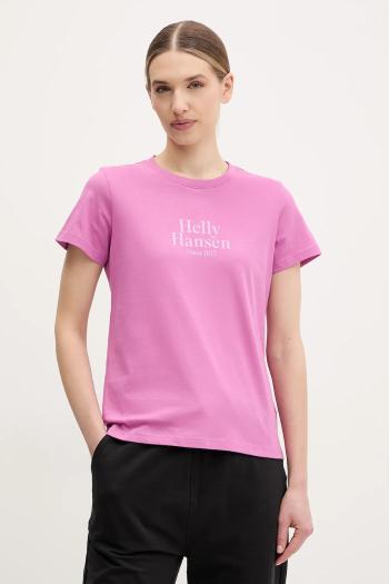 Bavlnené tričko Helly Hansen CORE GRAPHIC dámske, fialová farba, 54592