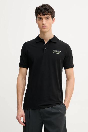 Polo tričko Karl Lagerfeld pánske, čierna farba, s potlačou, 552235.745400