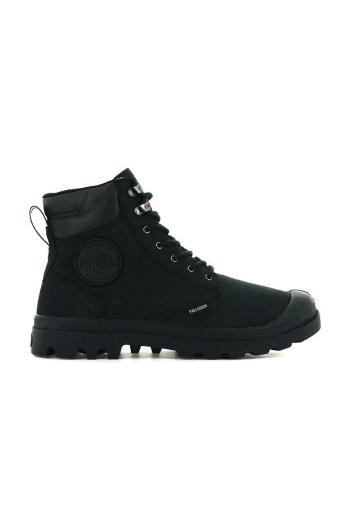Kožená obuv Palladium Pampa Shield Wp Lux dámska, čierna farba, na plochom podpätku