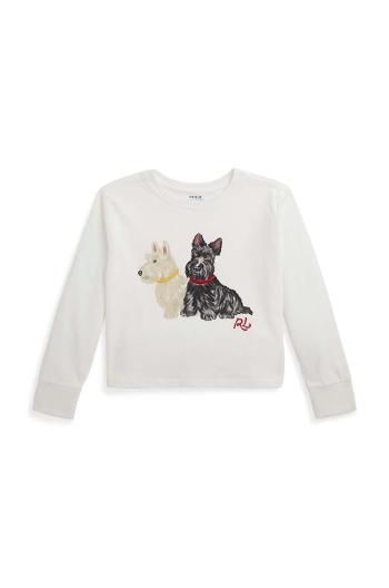 Detská bavlnená košeľa s dlhým rukávom Polo Ralph Lauren biela farba, 312951031001