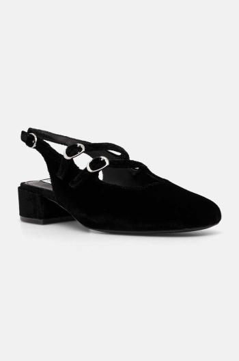 Lodičky Steve Madden City View čierna farba, na podpätku, s otvorenou pätou, SM11002870