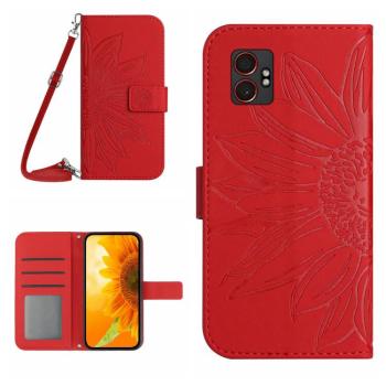 ART SUNFLOWER Peňaženkový obal so šnúrkou pre Samsung Galaxy Xcover 7 Pro červený