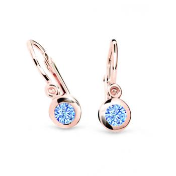 Cutie Jewellery Prekrásne detské náušnice z ružového zlata C1537-10-X-4 svetlo modrá