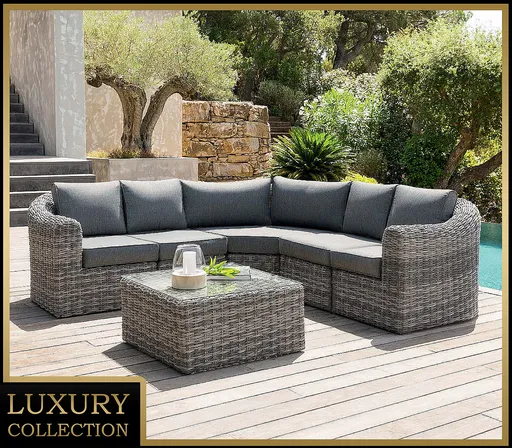 DEOKORK Ratanová modulová zostava rohová BORNEO LUXURY (sivá)