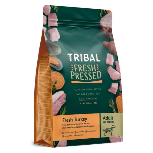 TRIBAL Fresh Pressed Turkey Adult granule pre psov 1 ks, Hmotnosť balenia (g): 12 kg