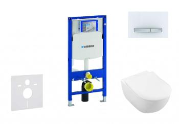 GEBERIT - Duofix Modul na závesné WC s tlačidlom Sigma50, alpská biela + Villeroy Boch - WC a doska, DirectFlush, SoftClose, CeramicPlus 111.300.00.5 NI8