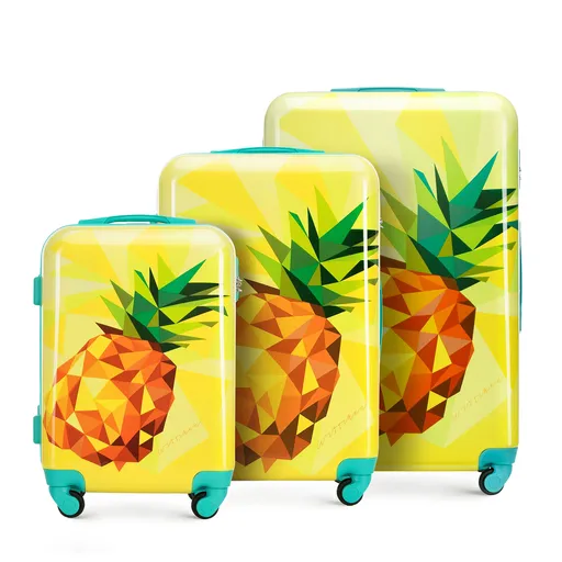 Set ABS kufrov s potlačou žltá 56-3A-64S-55