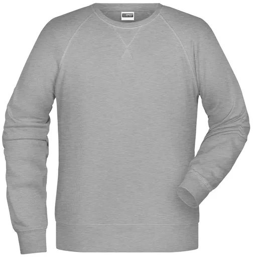 James & Nicholson (Daiber) Pánska mikina bez kapucne z biobavlny 8022 - Šedý melír | 4XL