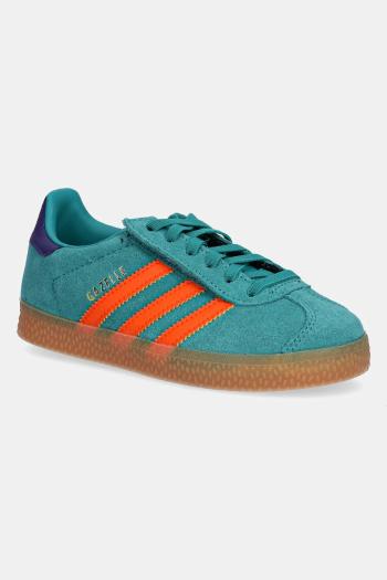 Detské semišové tenisky adidas Originals GAZELLE zelená farba, JR7428