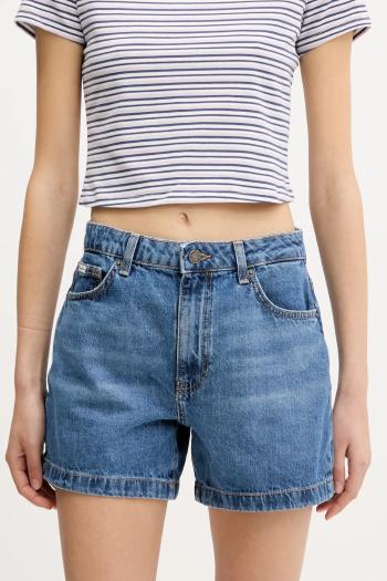 Rifľové krátke nohavice Guess Jeans jednofarebná, stredne vysoký pás, W5GD0S D5O13