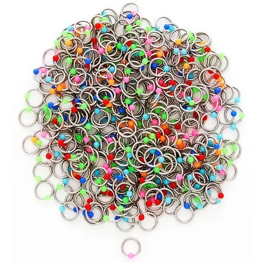 Piercing z ocele s farebnými guličkami - Farba piercing: Svetlo Modrá