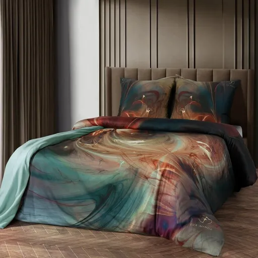 ArtFir Obliečky na dvojlôžko SELVA | zelená/oranžová 160 x 200 cm