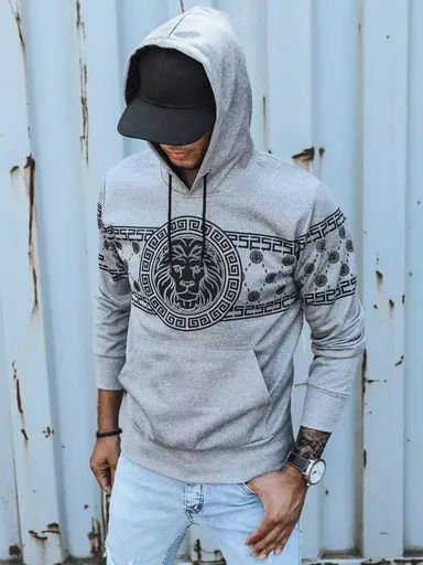 Moderná svetlo-sivá mikina s potlačou