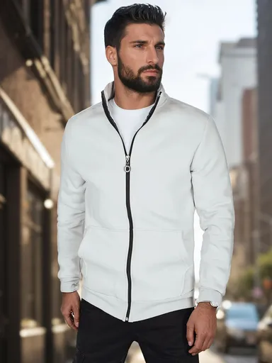 Pánska mikina na zips so stojačikom svetlošedá Dstreet BX5874