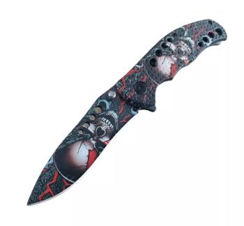 Skladací taktický nôž SKULL 20 cm, Červená