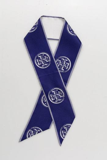 Hodvábna šatka Tory Burch Medallion tmavomodrá farba, 174863-400