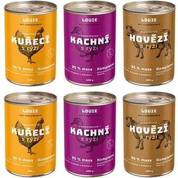 Louie kompletné krmivo – mix variant 6 × 1 200 g (8595174388105)