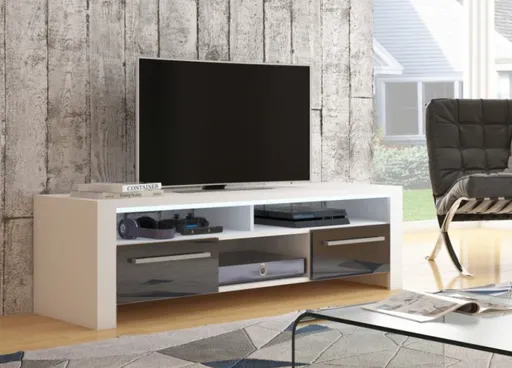 WIP TV stolík ROCKY Farba: Biela / čierny lesk