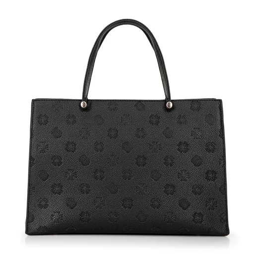 Dámska aktovka z imitácie kože s reliéfnym podpisom, čierna 101-4Y-P02-1