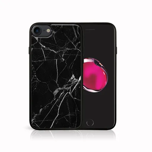 MY ART Ochranný kryt Apple iPhone SE 2022 / 2020 / 7 / 8 BLACK MARBLE (142)