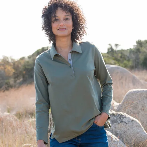 Dvojfarebné džersejové polo tričko s dlhými rukávmi